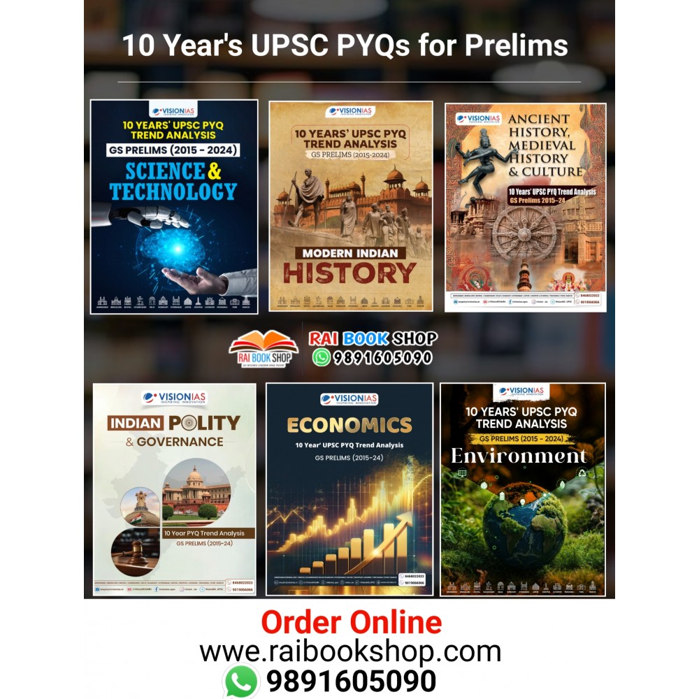 Vision IAS 10 year's UPSC PYQ Trend Analysis 2015 to 2024 | Set of 6 Subject booklets | English Medium