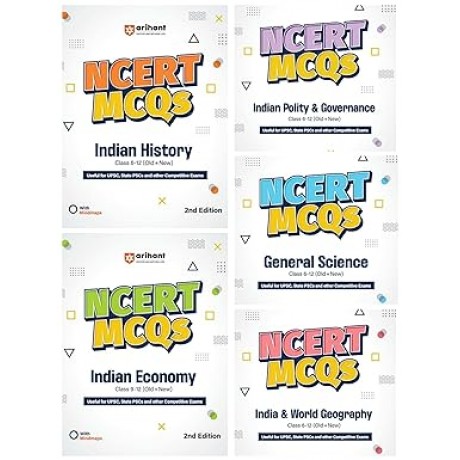 Combo Pack Arihant NCERT MCQs (Indian Polity + Indian History + Economy + India & world Geography + General Science) Class 6-12 (Old+New) Set of 5 Book For UPSC State PSCs & Other Exams 2024 | English Medium 