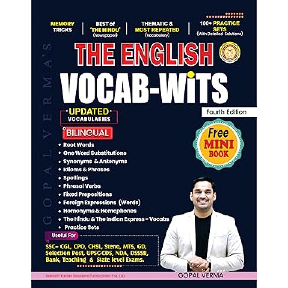 The English VOCAB-WiTS with The Mini Book | SSC-CGL, CPO, CHSL, Steno, MTS, GD, Selection Post, UPSC-CDS, NDA, DSSSB, Bank, Teaching & State Level Exams | 100+ Practice Sets | By Gopal Verma Paperback