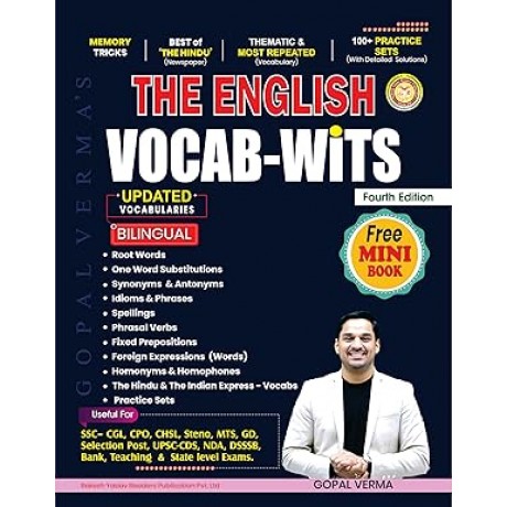The English VOCAB-WiTS with The Mini Book | SSC-CGL, CPO, CHSL, Steno, MTS, GD, Selection Post, UPSC-CDS, NDA, DSSSB, Bank, Teaching & State Level Exams | 100+ Practice Sets | By Gopal Verma Paperback