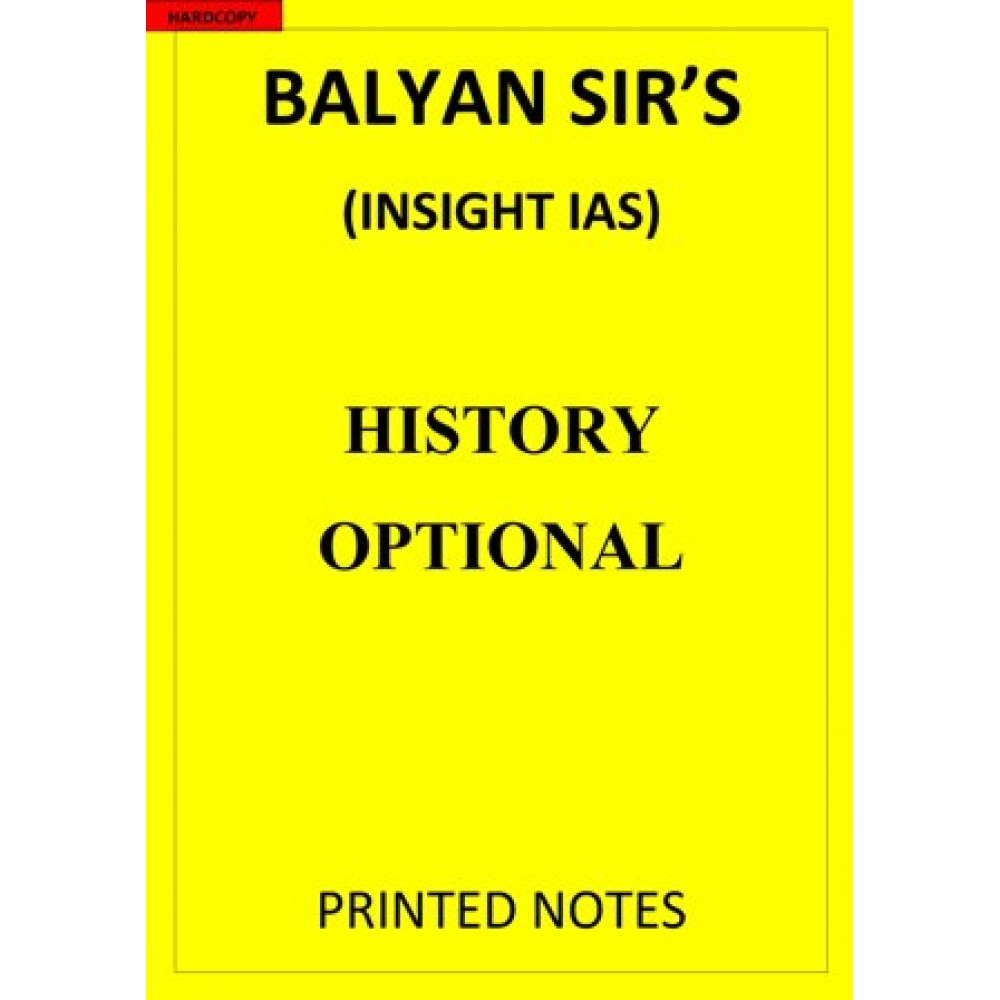 HISTORY OPTIONAL S BALYAN HISTORY OPTIONAL SIR | Printed | English Medium 