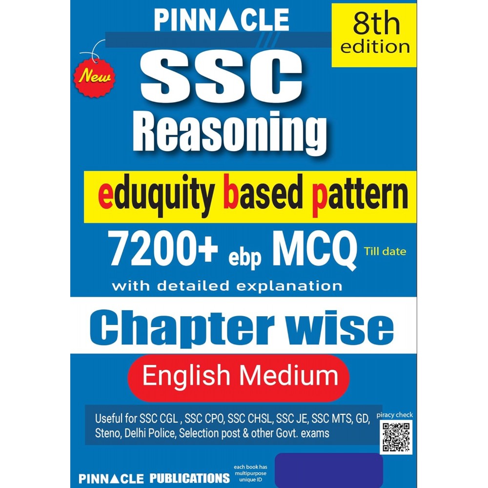 SSC Reasoning 7200+ ebp MCQs (English Medium) – 8th Edition | Updated Till May 2026 | Eduquity Based Pattern | Chapterwise Detailed Practice Book for CGL, CHSL & Other SSC Exams