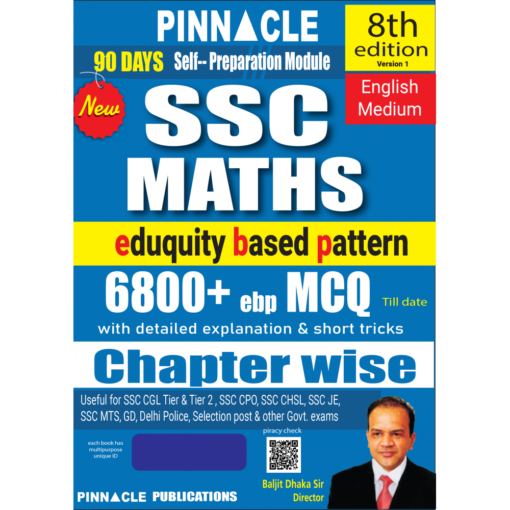 Pinnacle Maths 6800+ ebp MCQ book 2026 | eduquity based pattern | chapter wise with detailed explanation & short tricks | 8th edition | english medium