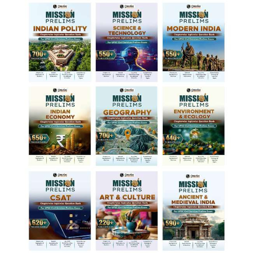 PW UPSC Mission Prelims Chapterwise Topicwise Question Bank Combo Set of 9 Books 2027-28