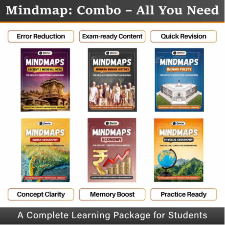 PW UPSC Mindmaps Combo Set of 6 Books For UPSC/PSC Competitive Examinations English