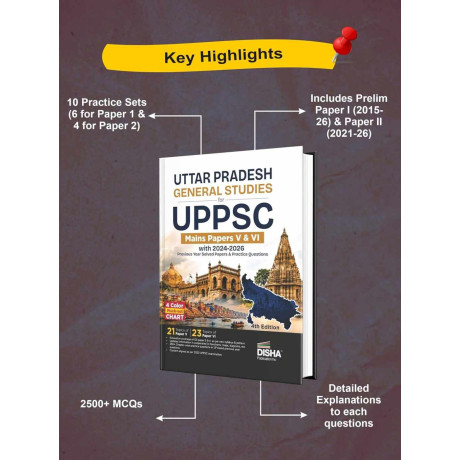 Disha Uttar Pradesh General Studies for UPPSC Mains 2027 Paper V & VI with 2024 - 2026 Previous Year Solved Papers & Practice Questions 4th Edition | UPPCS Mains 2027 Book