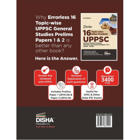 Uttar PradeshDisha UPPSC General Studies Prelims Previous Year Solved Papers 1 & 2 (2010 - 25) English
