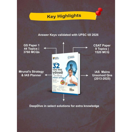 Disha 32 Topic-wise UPSC Previous Year Solved Papers 1 & 2 (1995 - 2026) 16th Hindi