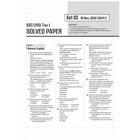 Arihant SSC CHSL (Tier 1) Exam 2026 | 36 Solved Papers English 